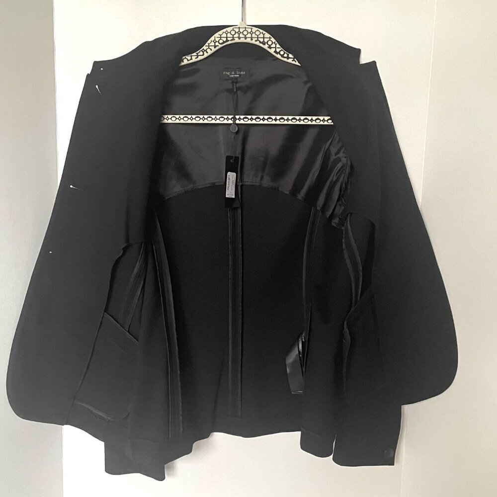 Rag & Bone Sadie Ponte Blazer Black Tailored Stretch Jacket Size 8 - Picture 12 of 16